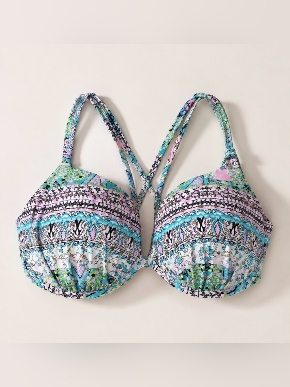 Printed Underwire Swim Top in Aqua Multi